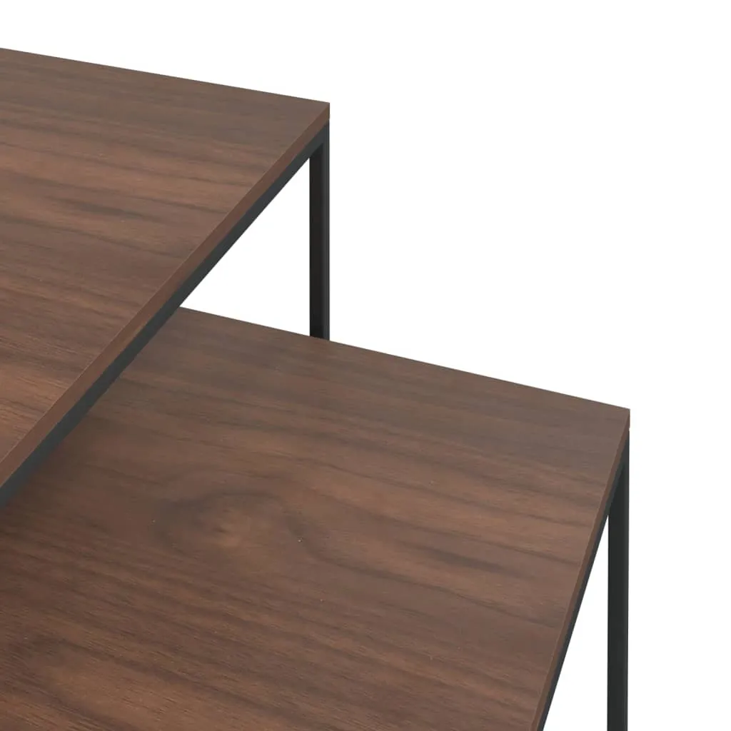 Coffee Table Set Accent Nesting Table 2 Pcs Engineered Wood and Metal