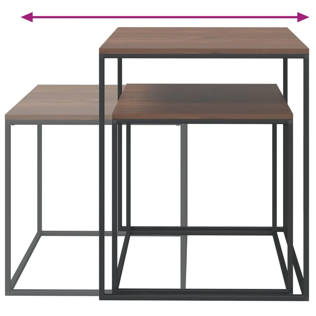Coffee Table Set Accent Nesting Table 2 Pcs Engineered Wood and Metal