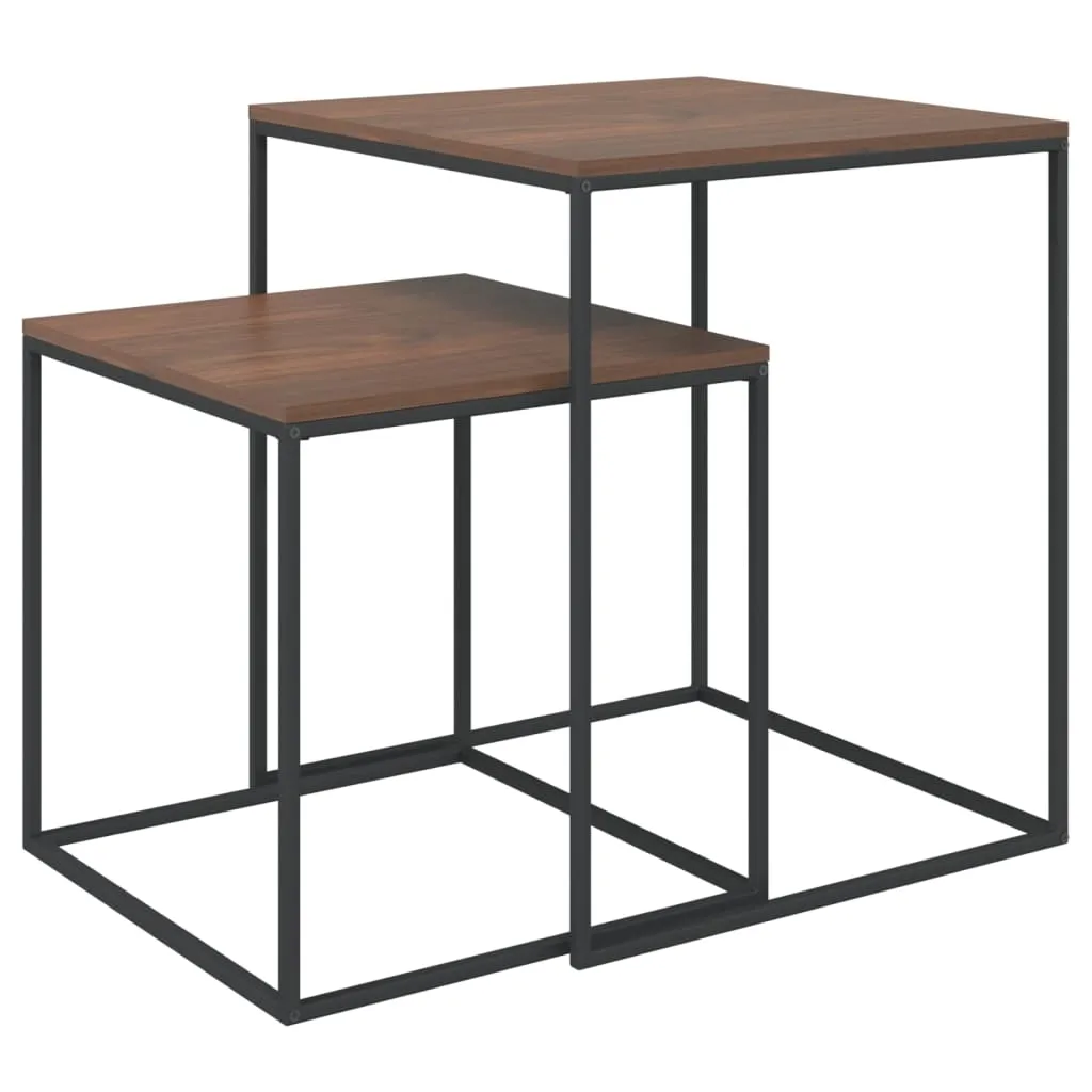 Coffee Table Set Accent Nesting Table 2 Pcs Engineered Wood and Metal