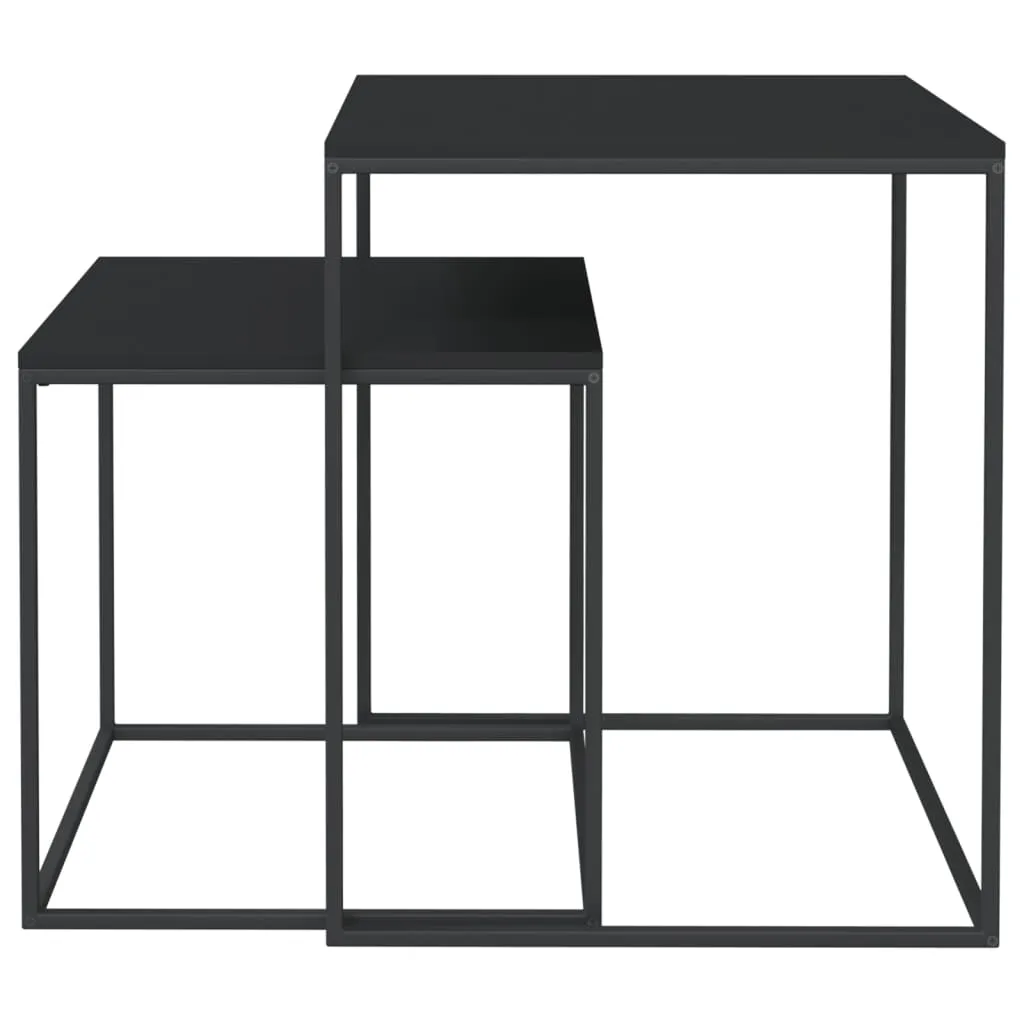 Coffee Table Set Accent Nesting Table 2 Pcs Engineered Wood and Metal