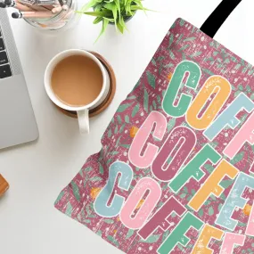Coffee Trio: Women's Small Tote Bag with Repeated 'COFFEE' Design