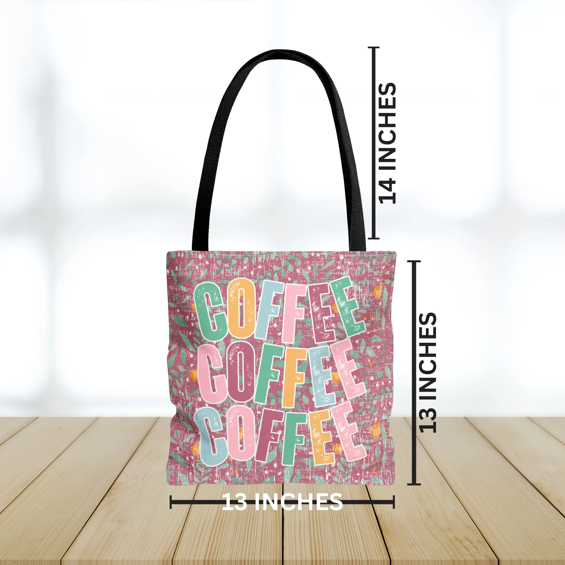 Coffee Trio: Women's Small Tote Bag with Repeated 'COFFEE' Design