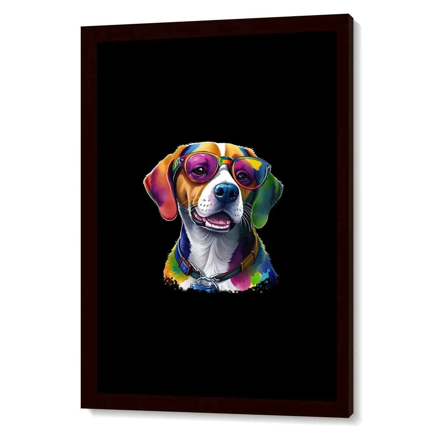 Colorful Dog With Glasses Framed Poster