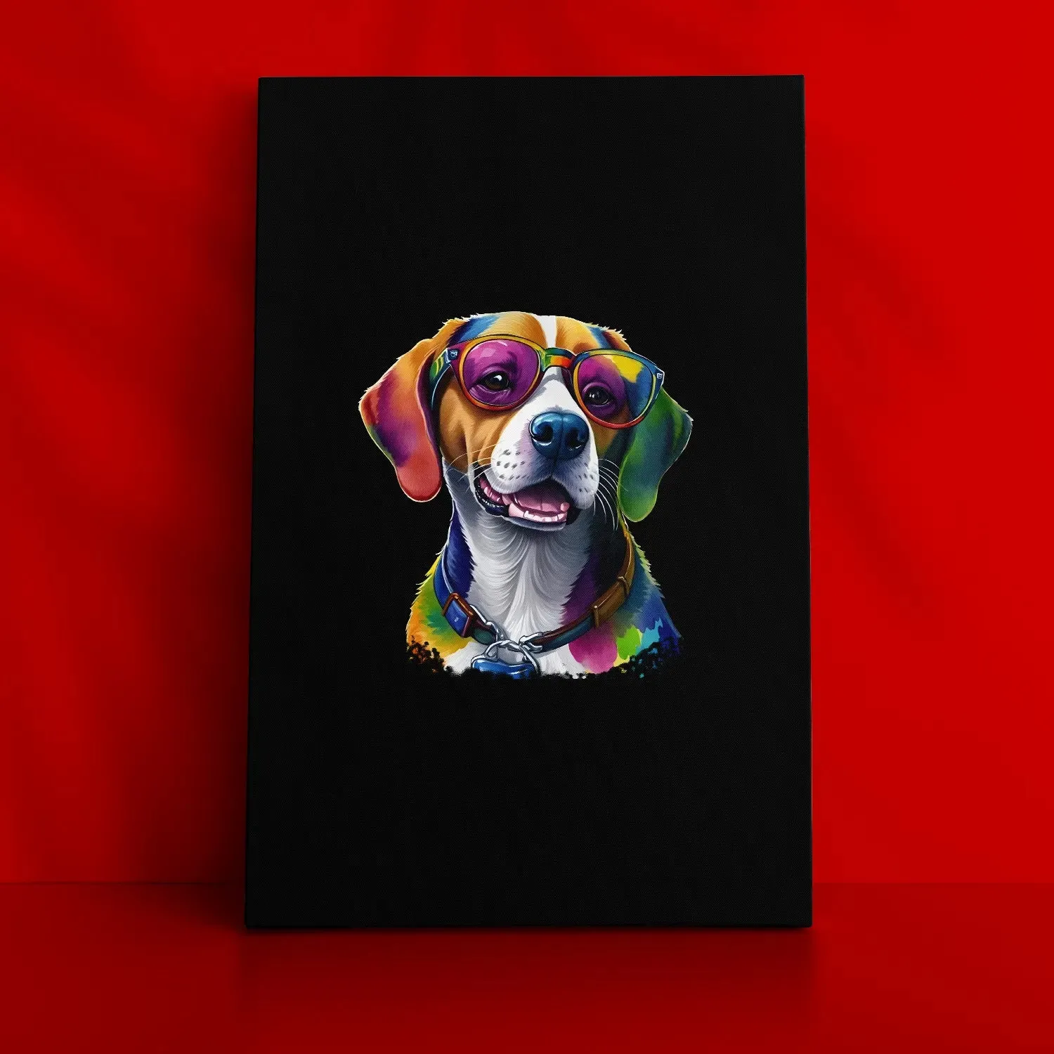 Colorful Dog With Glasses Framed Poster