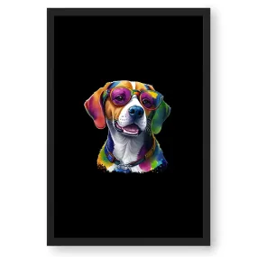 Colorful Dog With Glasses Framed Poster