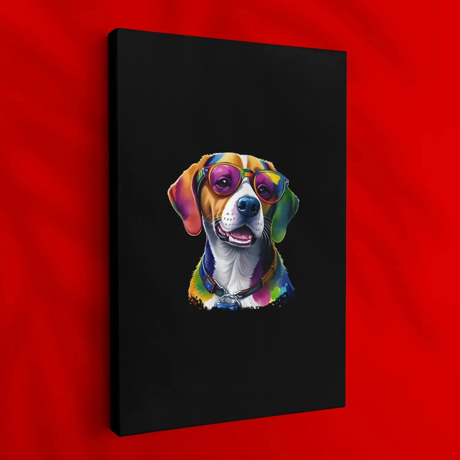 Colorful Dog With Glasses Framed Poster