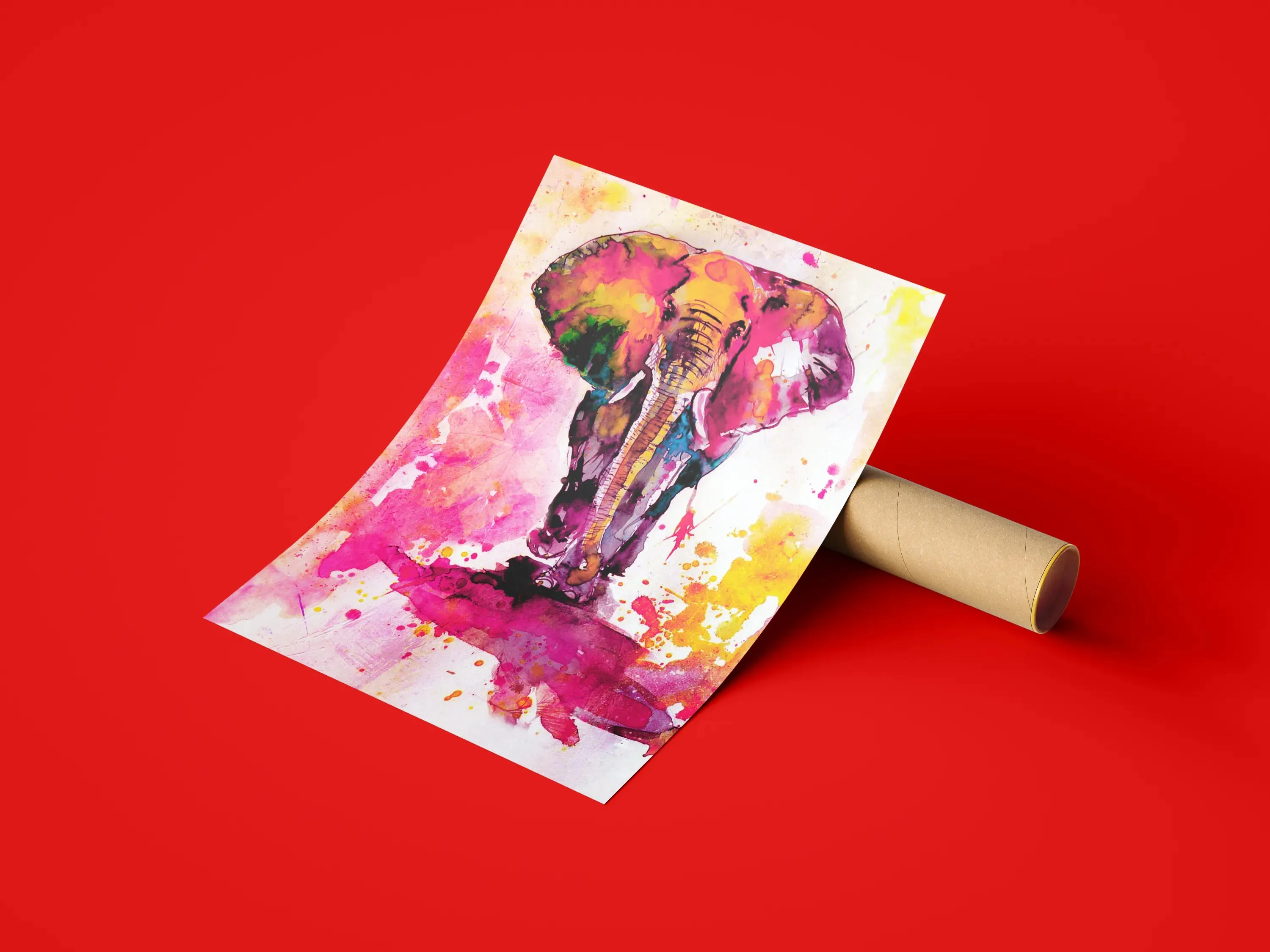 Colorful Elephant Water Color Painting