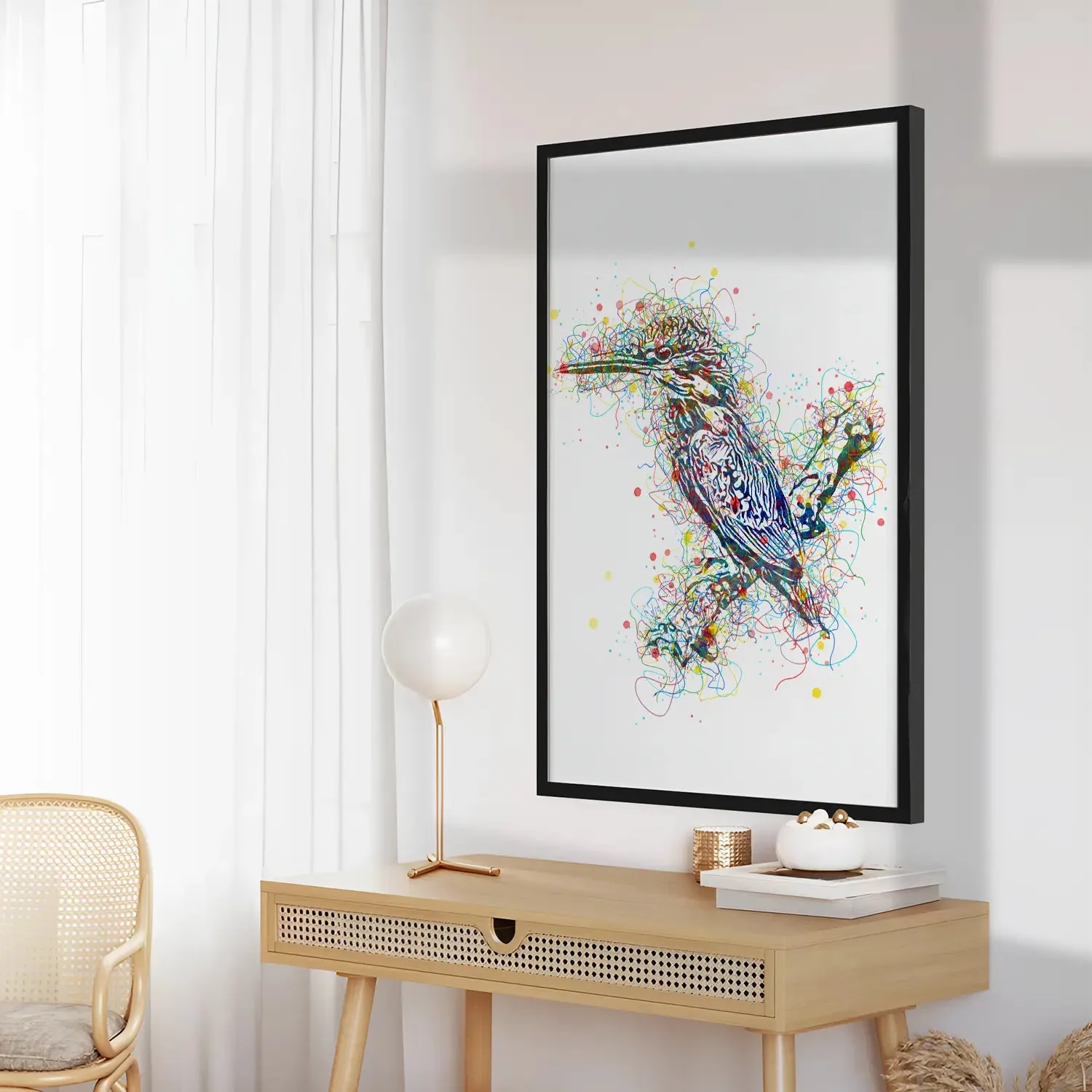Colorful Kingfisher Bird Line Art