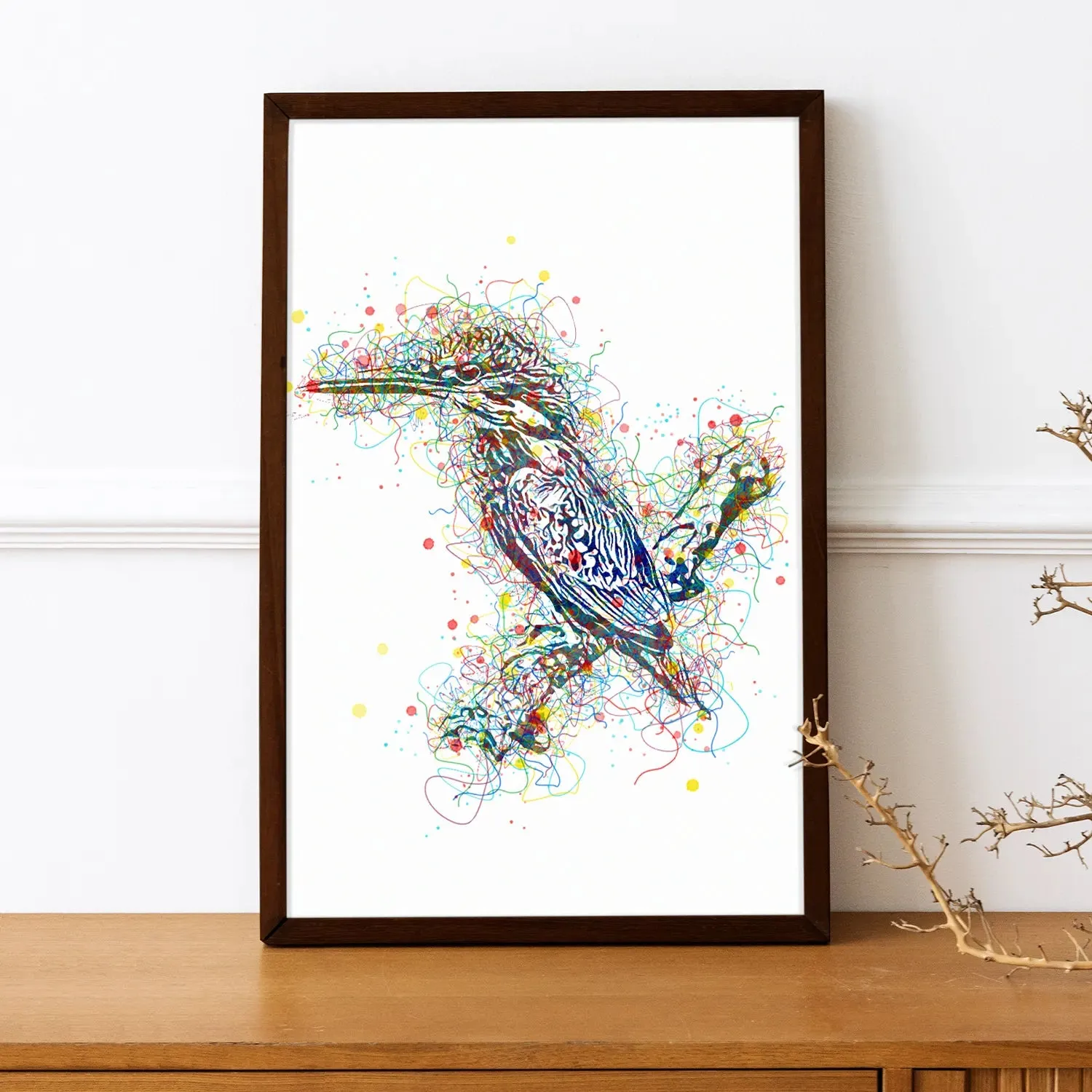 Colorful Kingfisher Bird Line Art