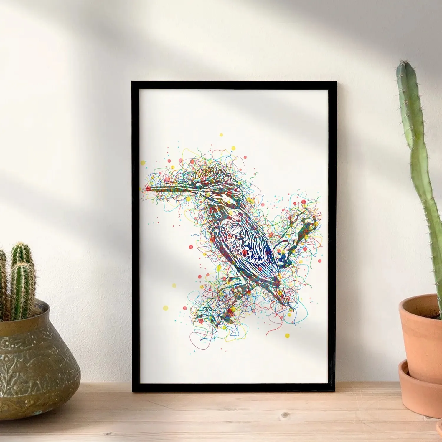 Colorful Kingfisher Bird Line Art