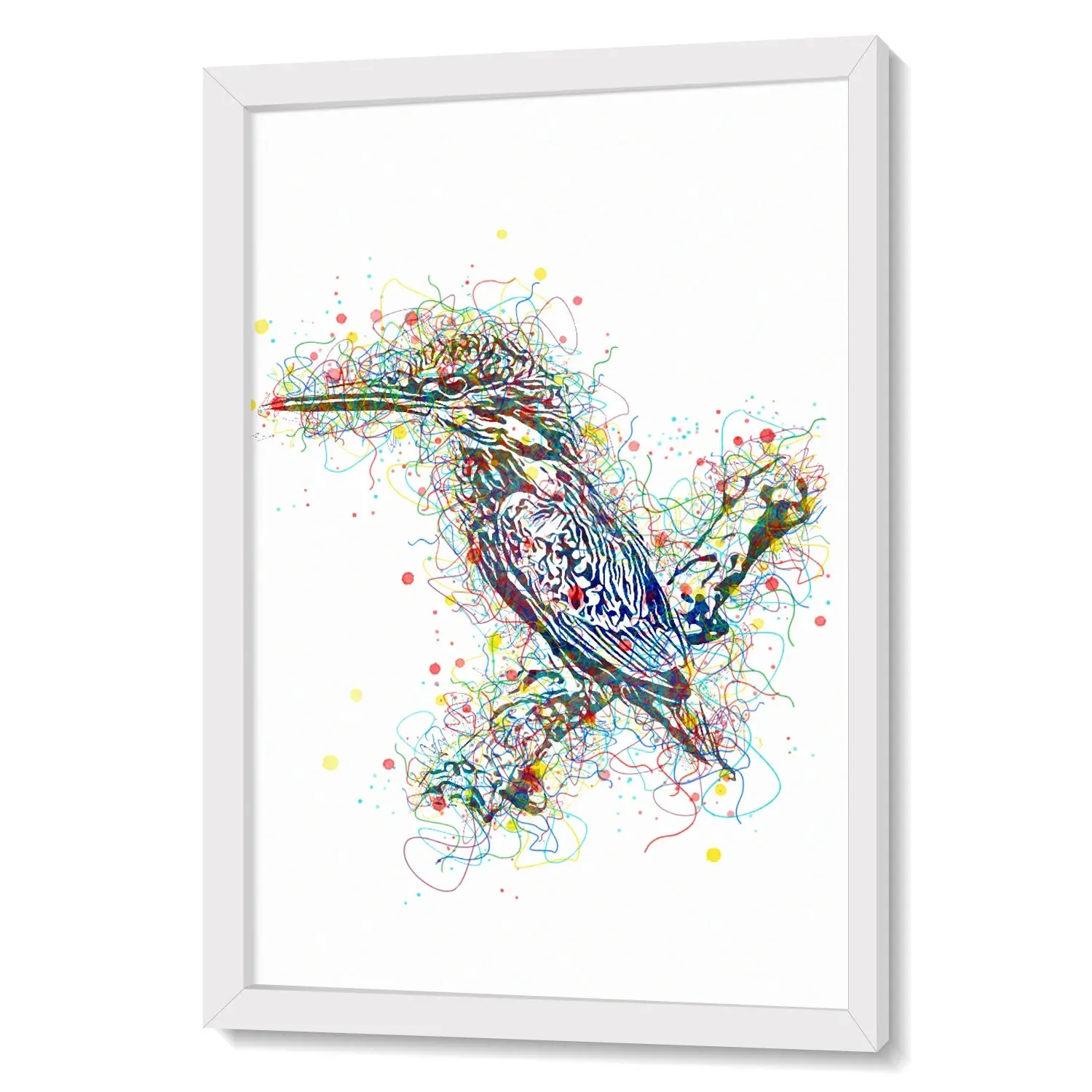 Colorful Kingfisher Bird Line Art