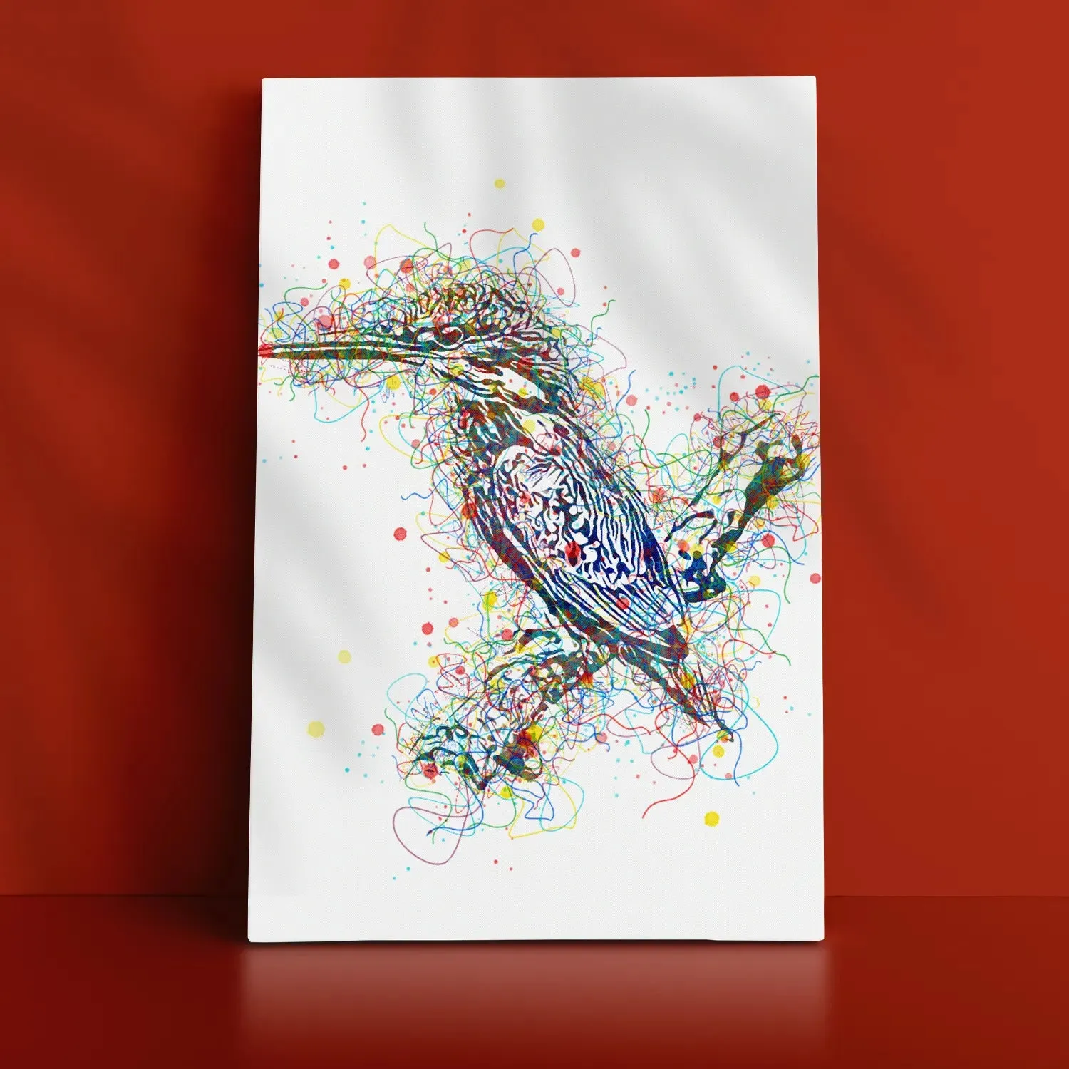 Colorful Kingfisher Bird Line Art