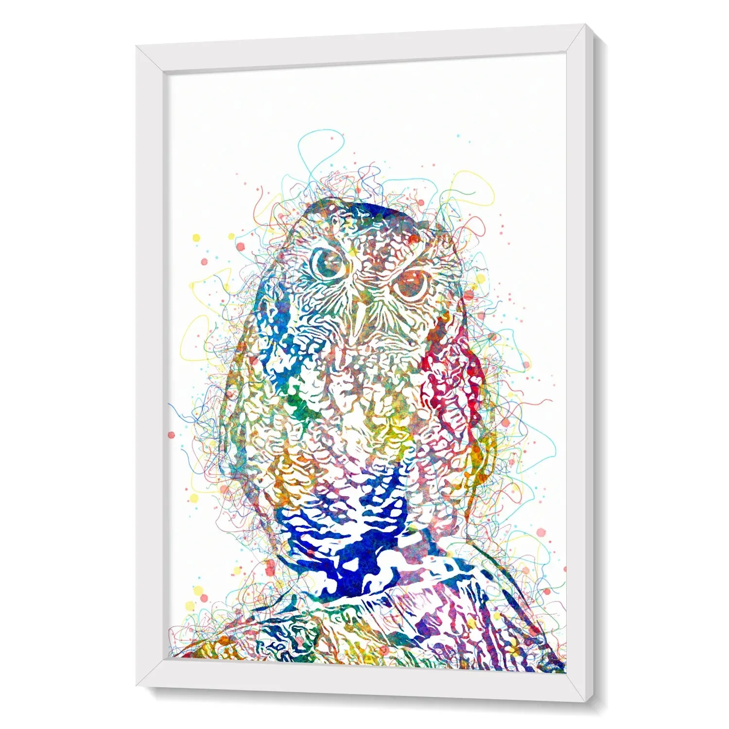 Colorful Owl Line Art Framed