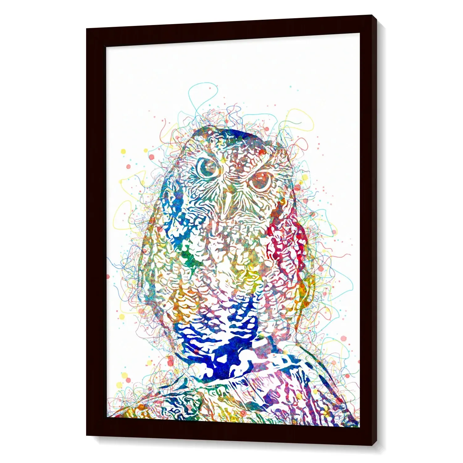 Colorful Owl Line Art Framed
