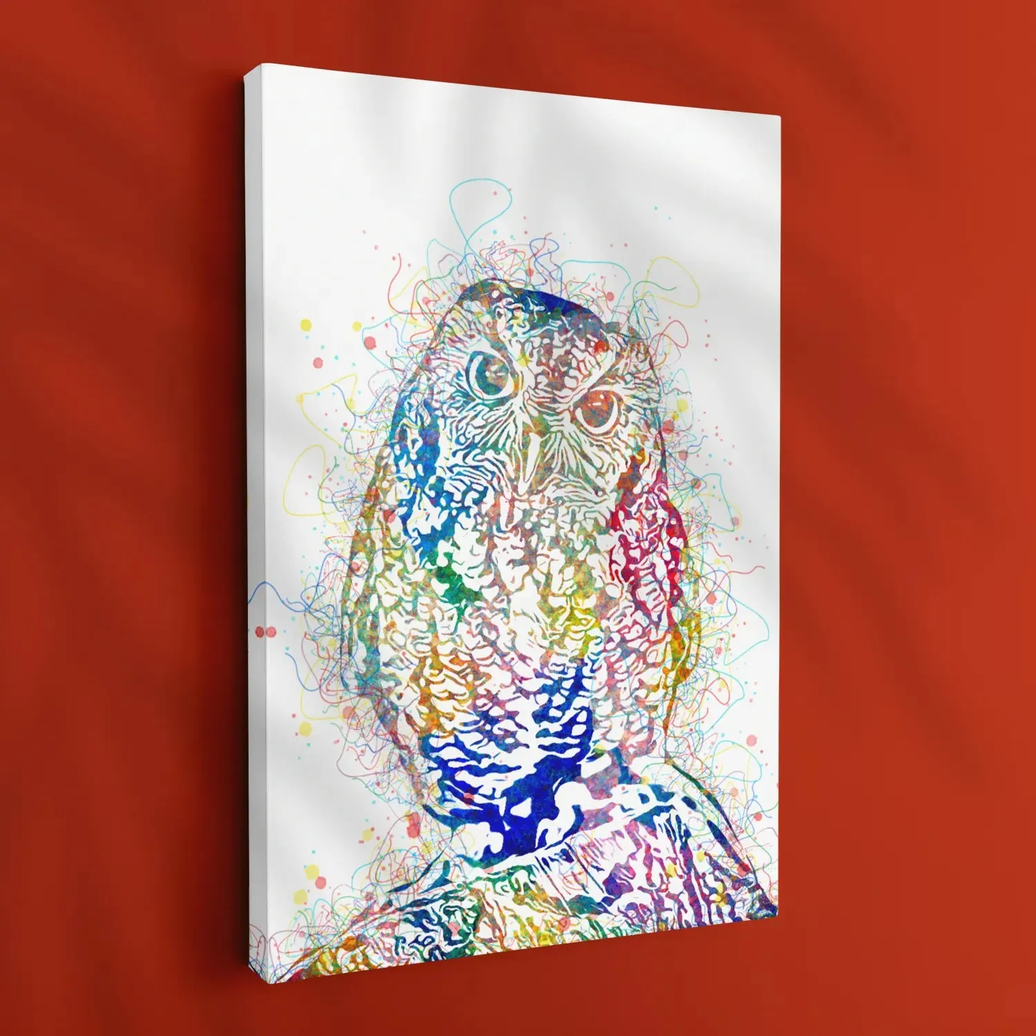 Colorful Owl Line Art Framed