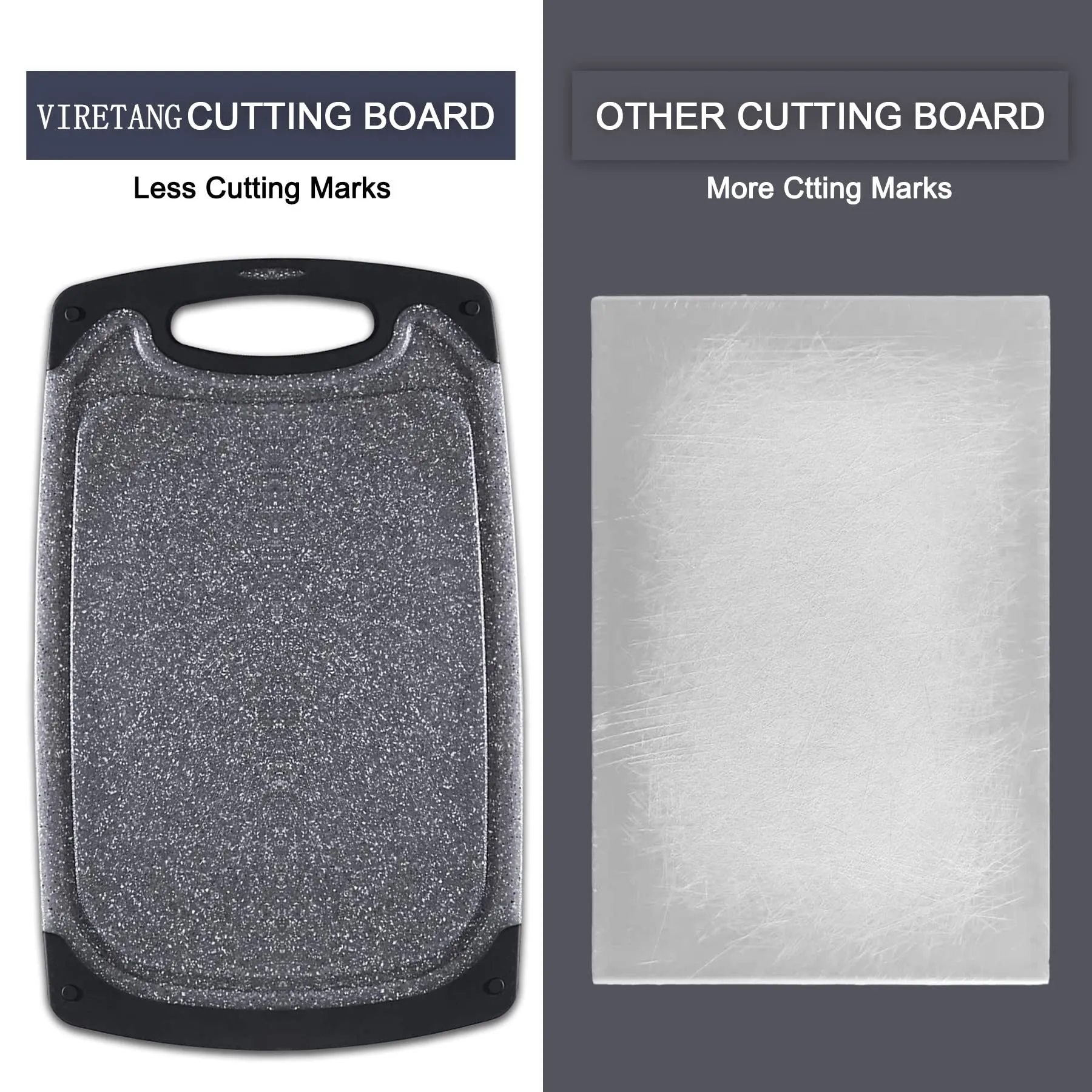 Cutting Boards for Kitchen, Large-Small Cutting Board Set of 3, Dishwasher Safe, Juice Groove, Easy Grip Handle, Non-Slip Rubber Cutting Board