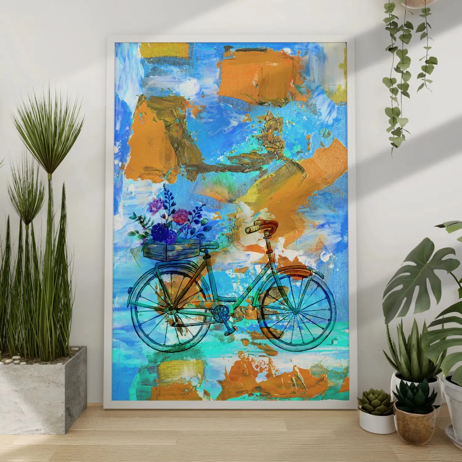 Cycle With Flowers On Back Seat