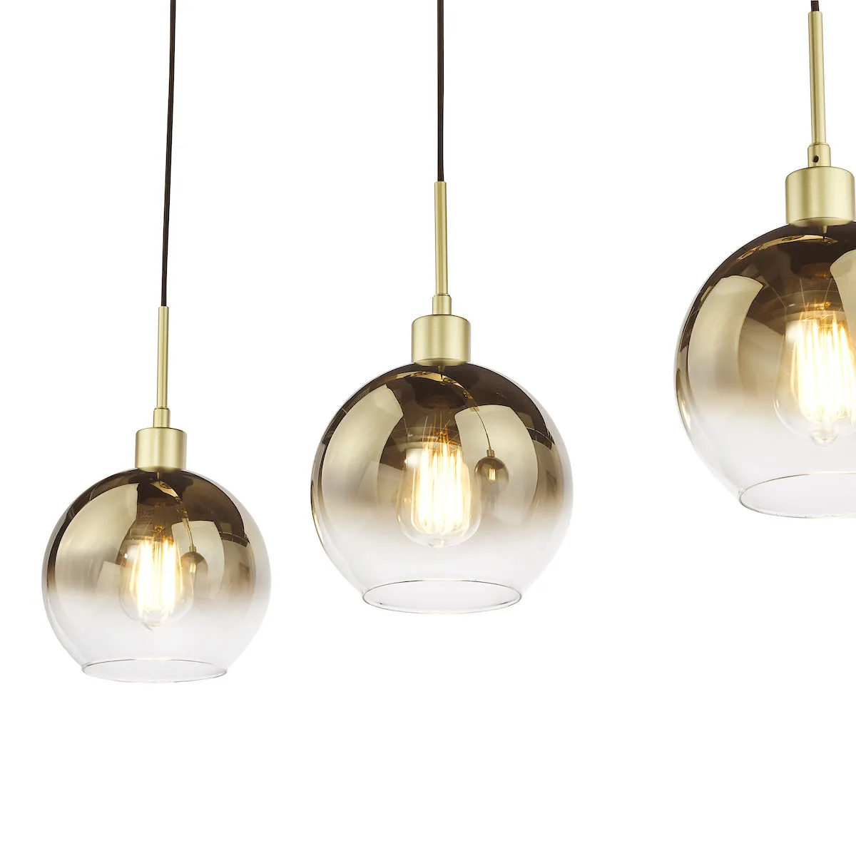 Dar Lycia 3 Light Bar Pendant Satin Gold and Gold Ombre Glass