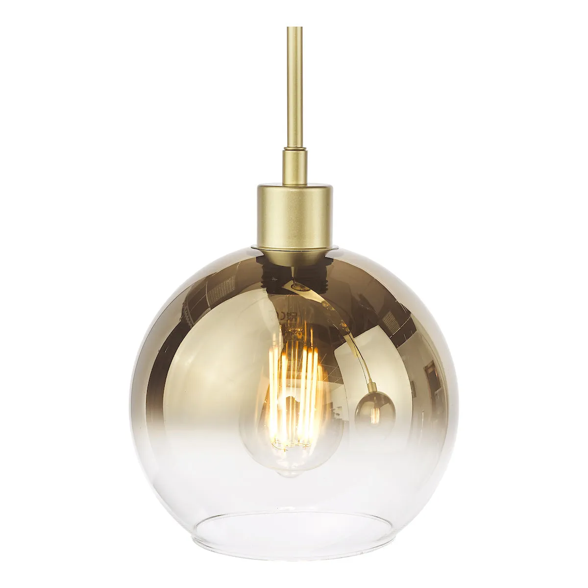 Dar Lycia 3 Light Bar Pendant Satin Gold and Gold Ombre Glass