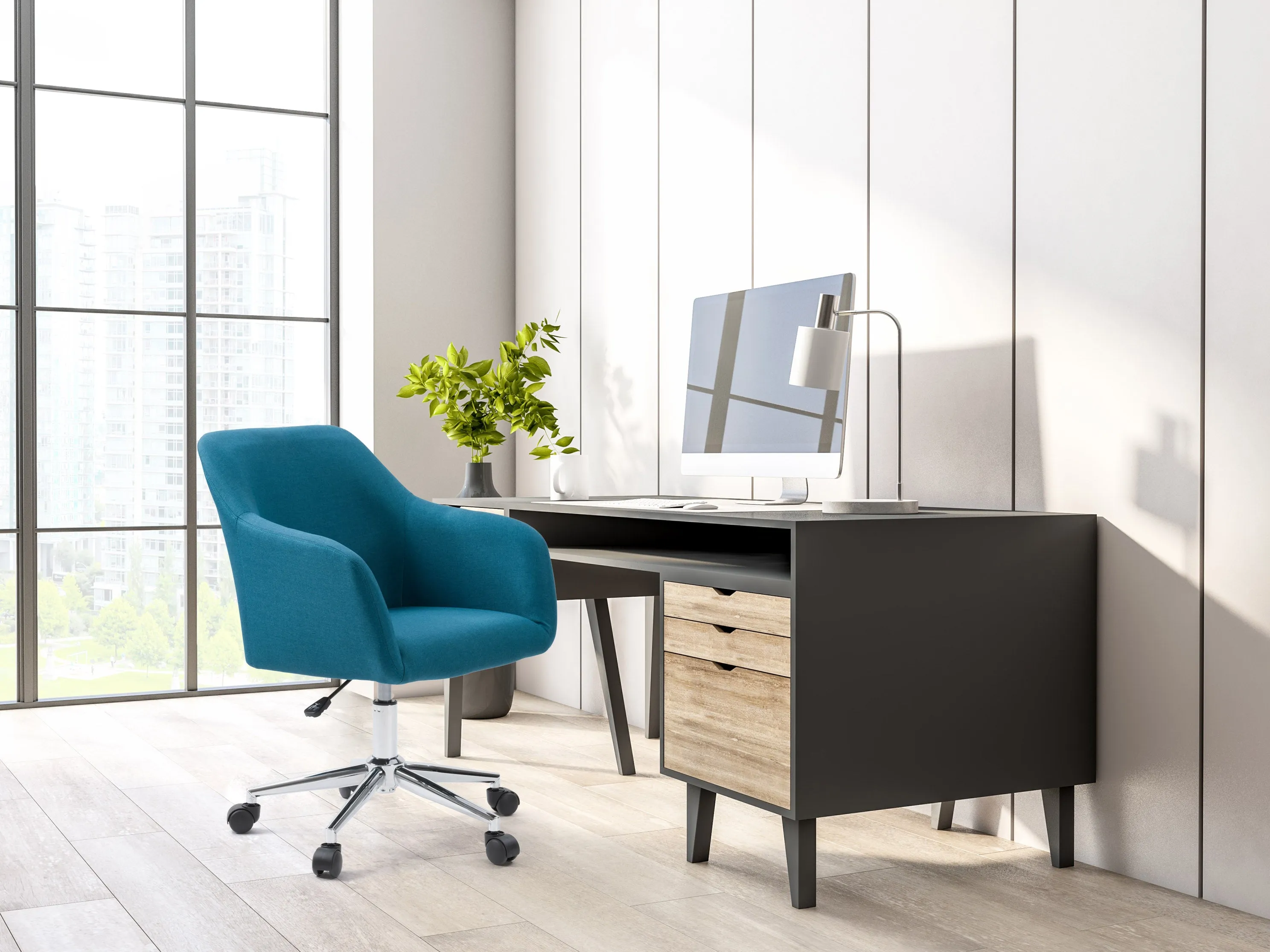 Dark Blue Office Chair with Arms