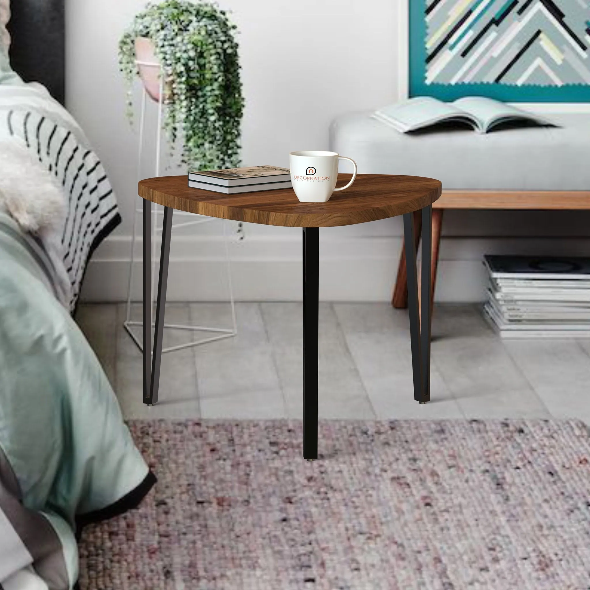DecorNation Lawanya Set of 2 nesting table (Brown)