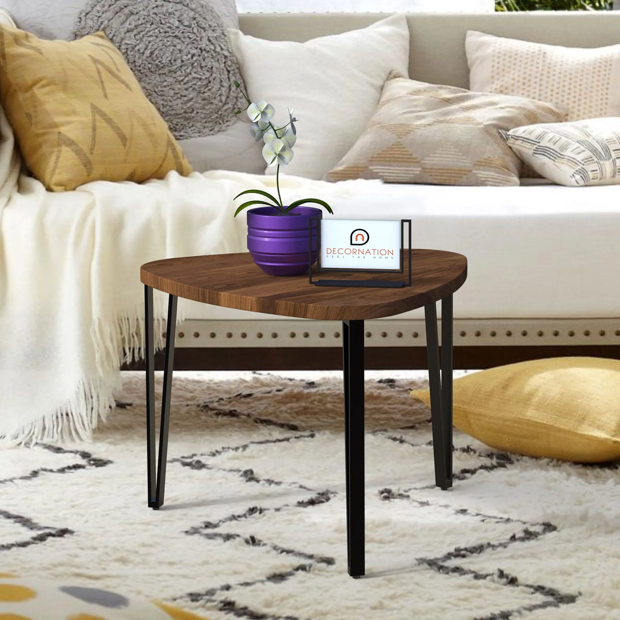 DecorNation Lawanya Set of 2 nesting table (Brown)