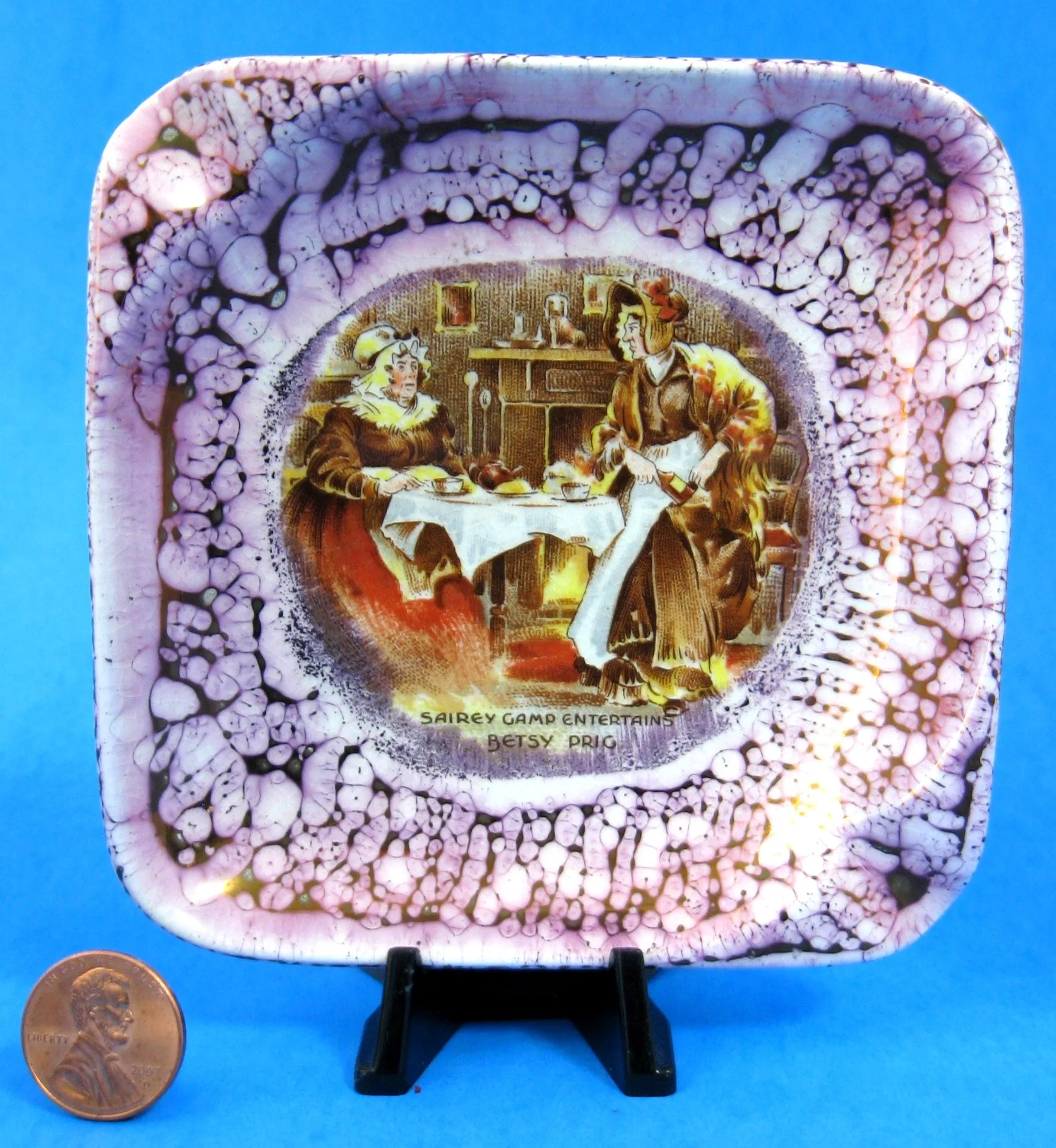 Dickens Sairey Gamp Pink Luster Lancaster 1940s Trinket Dickensware Ashtray