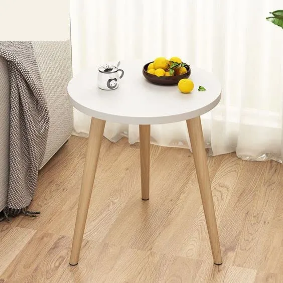 Dream Arts Dime Arts Shoppee Foldable Round Shaped Bed Side Table/Coffee Table (Finish-White), Engineered Wood
