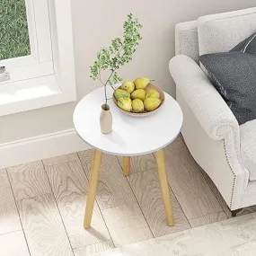 Dream Arts Dime Arts Shoppee Foldable Round Shaped Bed Side Table/Coffee Table (Finish-White), Engineered Wood