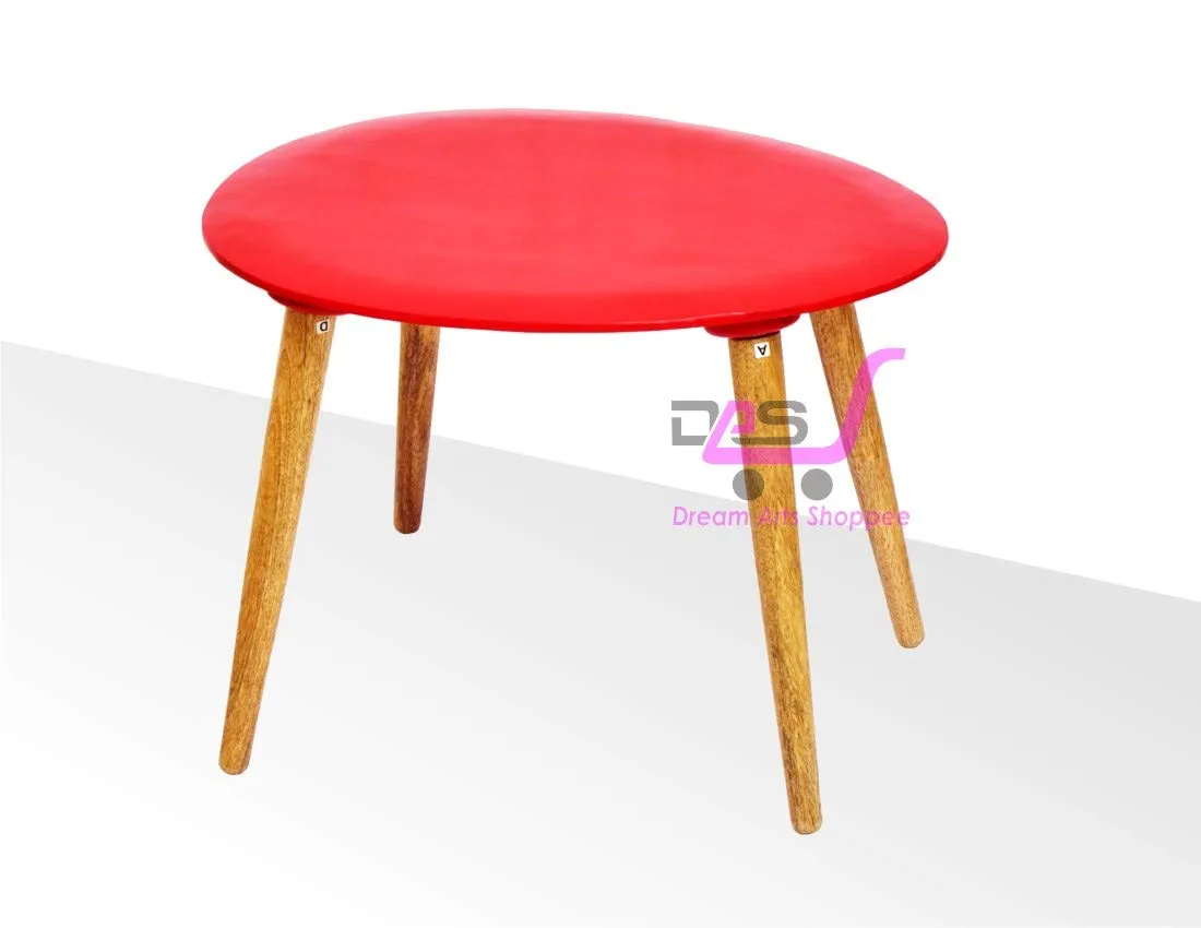 Dream Arts Shoppee Foldable Oval Shaped Bed Side Table/Coffee Table (Finish-Red)