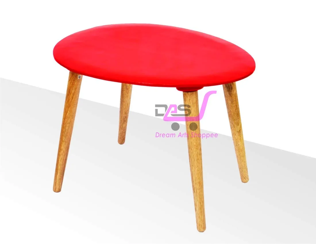 Dream Arts Shoppee Foldable Oval Shaped Bed Side Table/Coffee Table (Finish-Red)