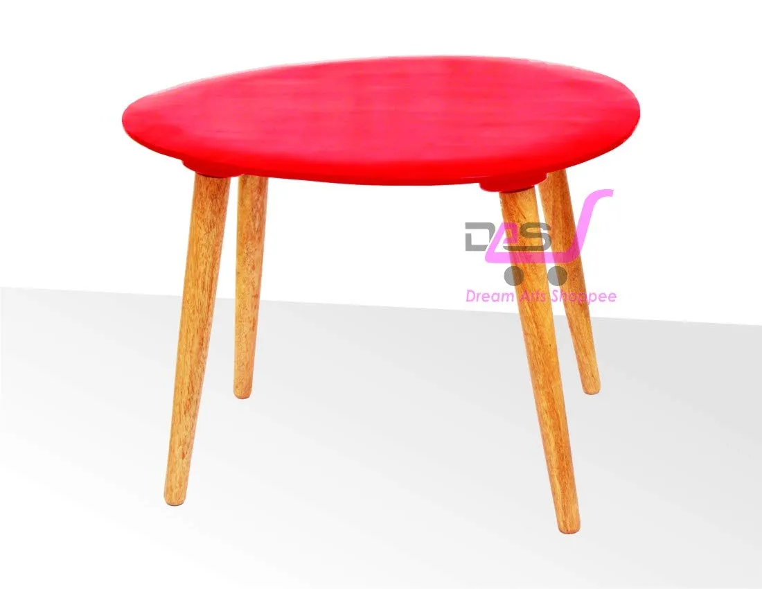 Dream Arts Shoppee Foldable Oval Shaped Bed Side Table/Coffee Table (Finish-Red)