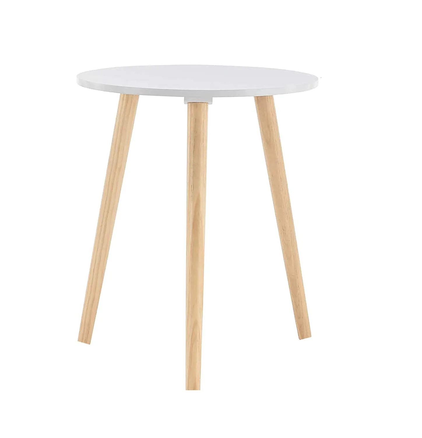 Dream Arts Shoppee Foldable Round Shaped Bed Side Table for Coffee Tea & Living Room Beauty Full Table (Wood ,Medium, Natural White)