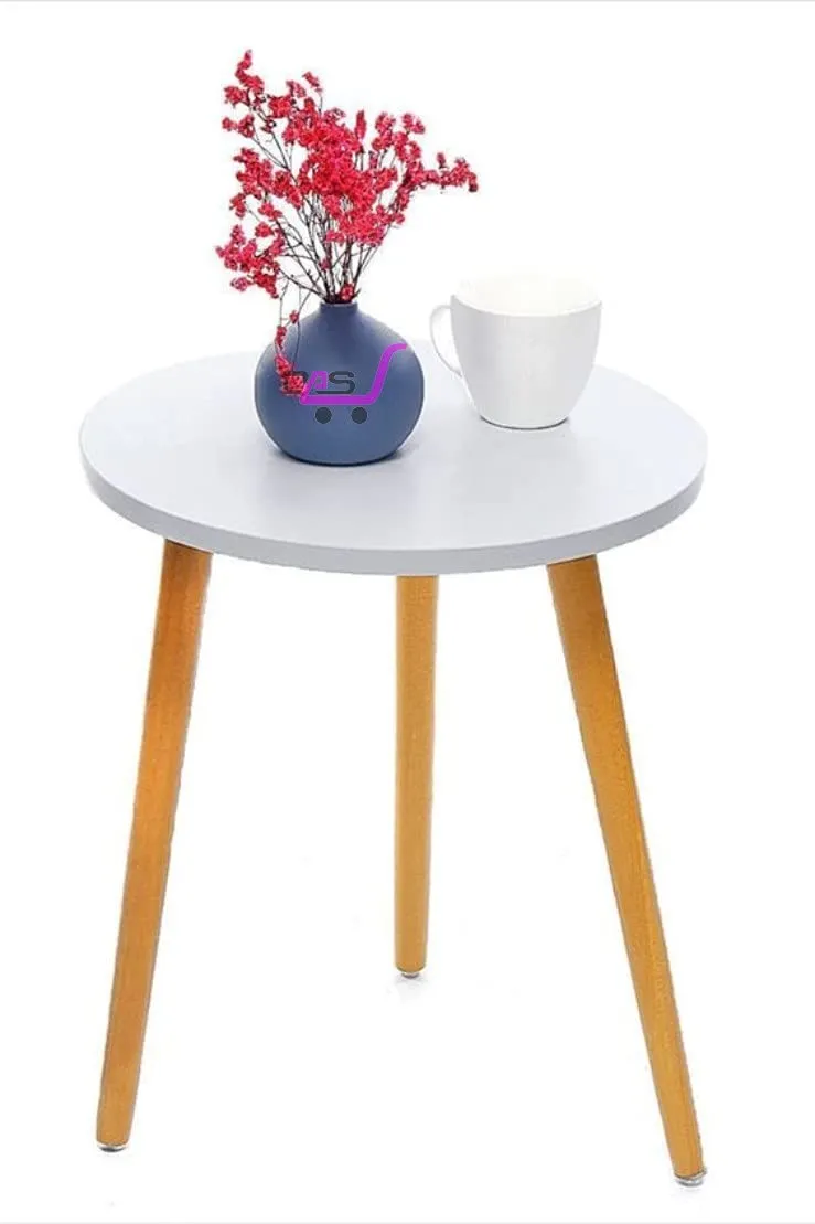 Dream Arts Shoppee Foldable Round Shaped Bed Side Table for Coffee Tea & Living Room Beauty Full Table (Wood ,Medium, Natural White)