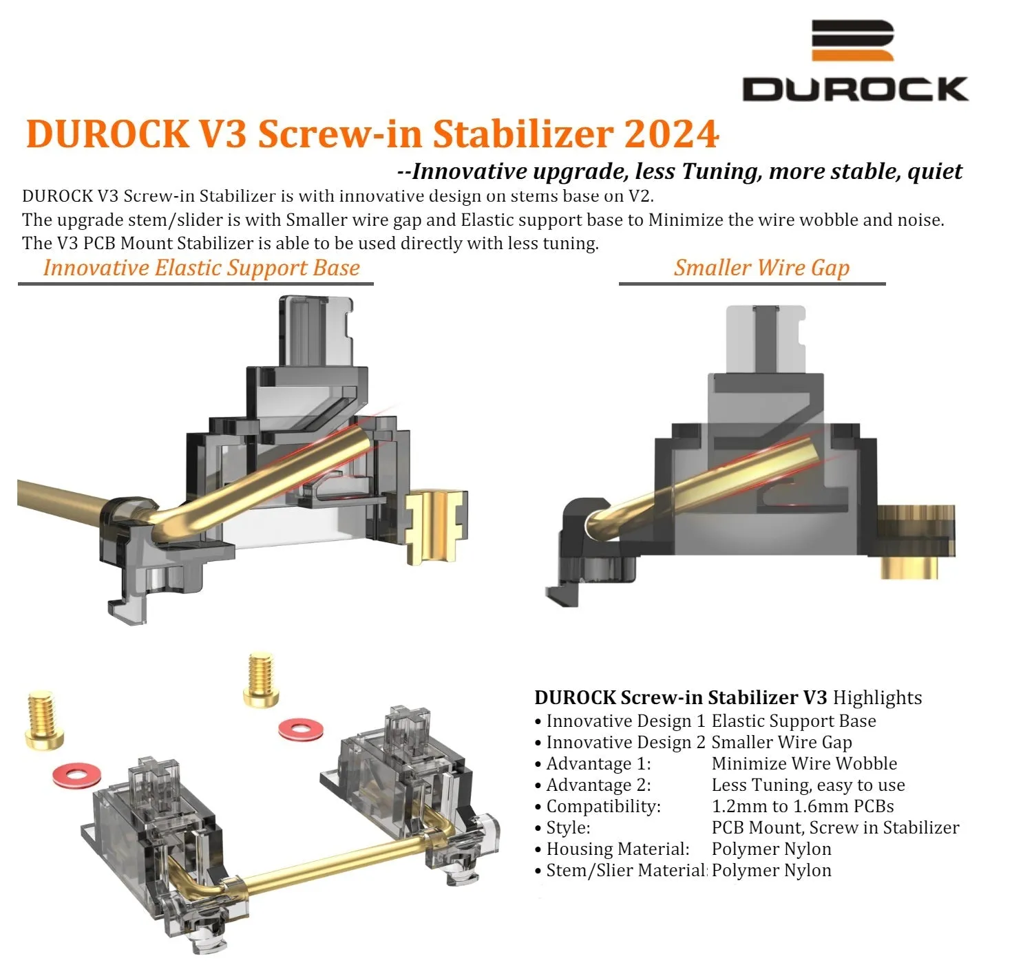 Durock V3 Screw-in stabilizers