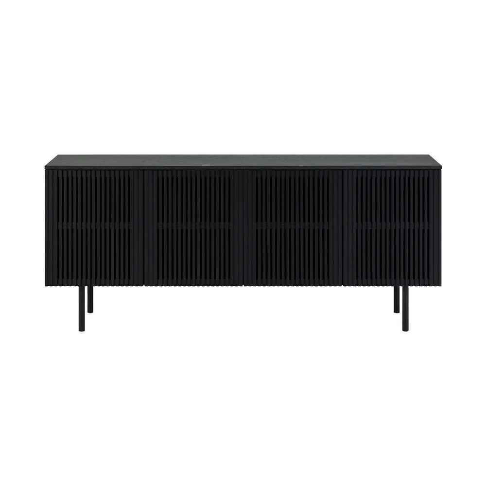 Dyan 66 Inch Sideboard Buffet Cabinet Console, 4 Doors, Black Wood Finish By Casagear Home