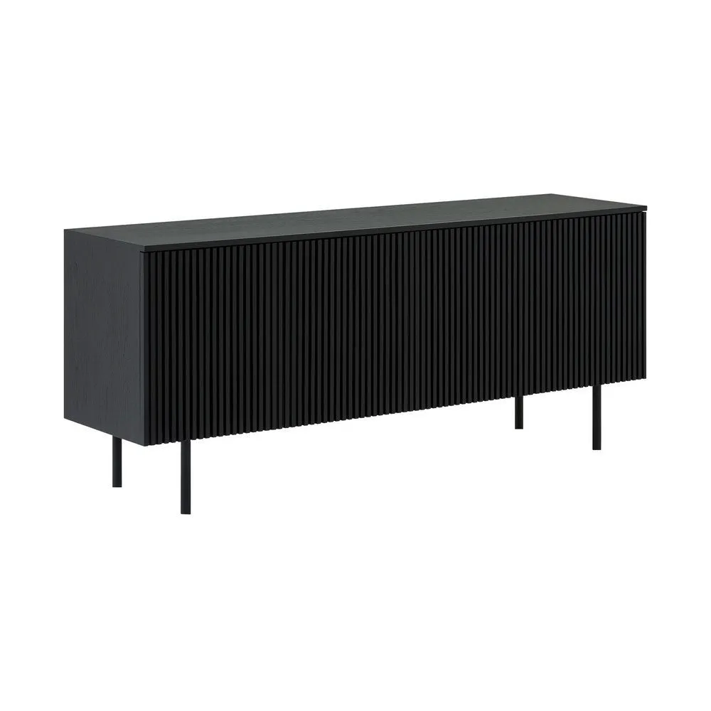 Dyan 66 Inch Sideboard Buffet Cabinet Console, 4 Doors, Black Wood Finish By Casagear Home