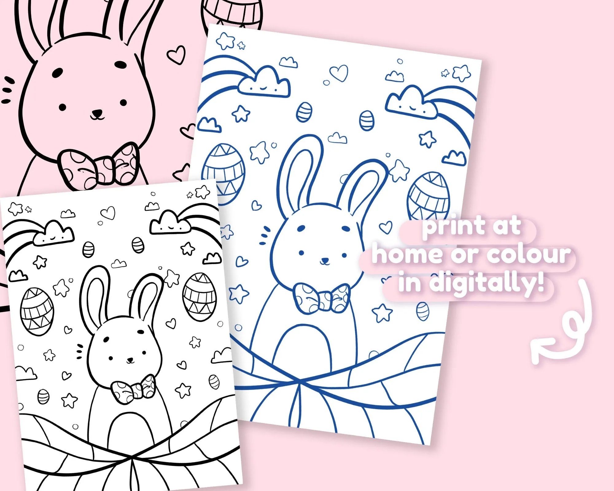 Easter Bunny Colouring Page Digital Download | Cute Printable Easter Colouring Sheet for At-Home Fun - Katnipp Colouring Book
