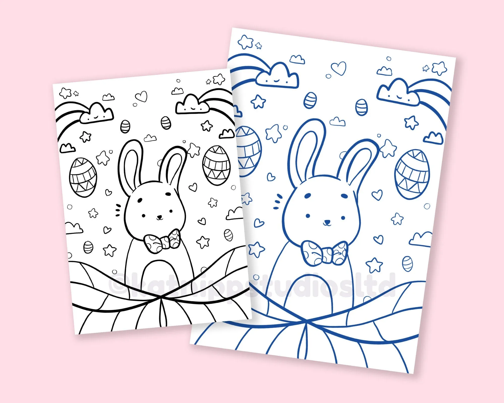 Easter Bunny Colouring Page Digital Download | Cute Printable Easter Colouring Sheet for At-Home Fun - Katnipp Colouring Book