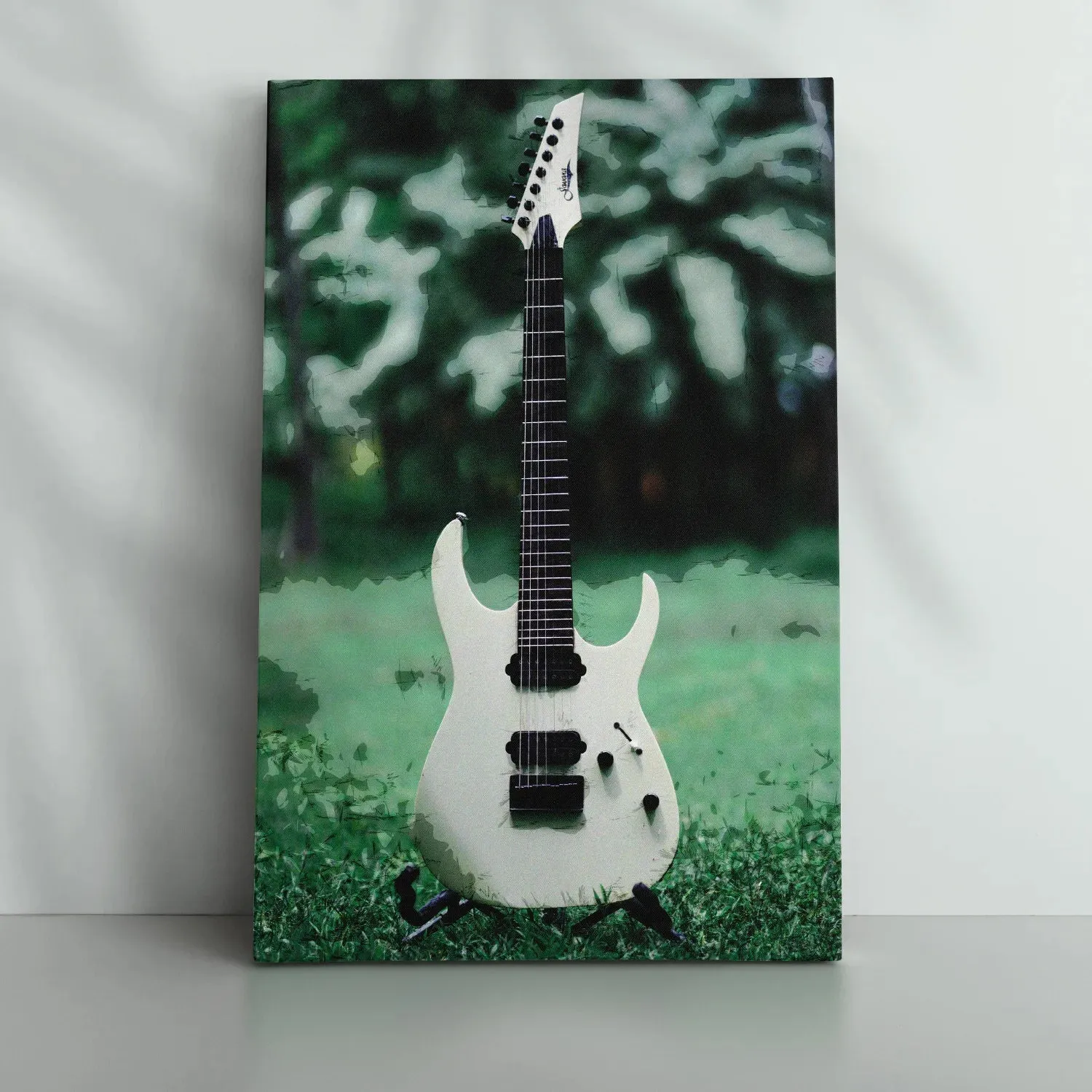Electric Guitar In Garden Abstract Background