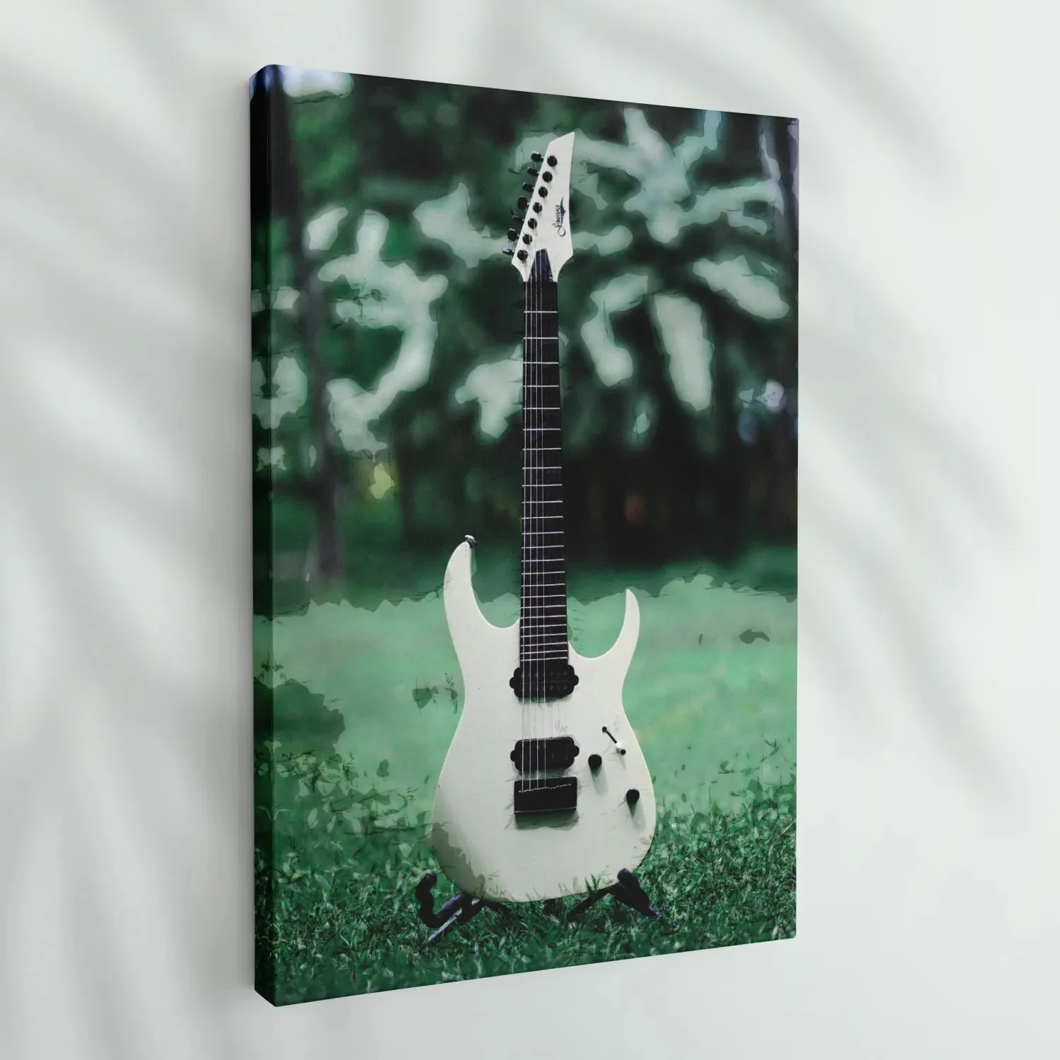 Electric Guitar In Garden Abstract Background