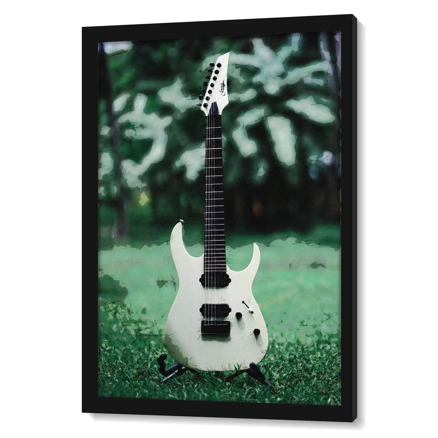 Electric Guitar In Garden Abstract Background