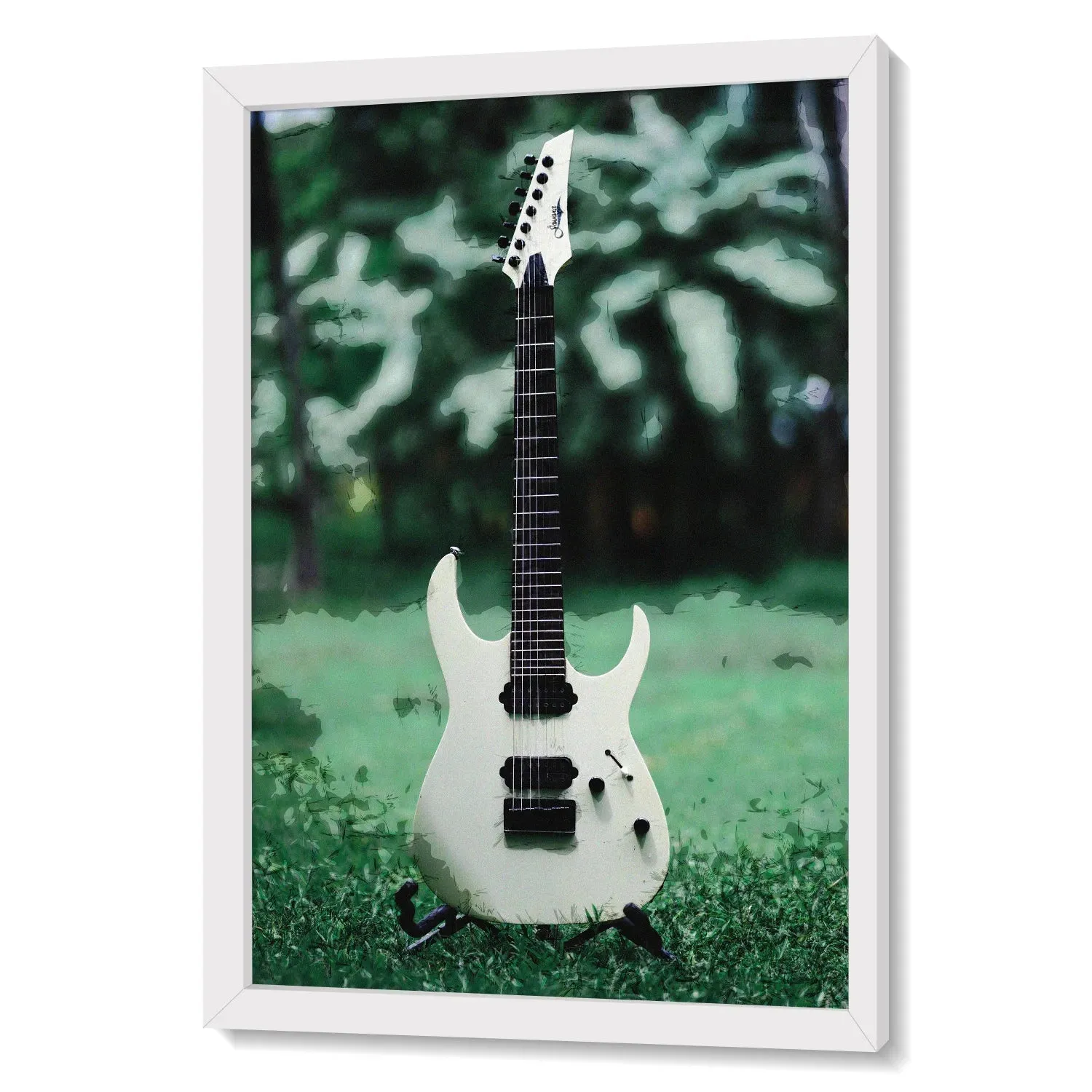 Electric Guitar In Garden Abstract Background
