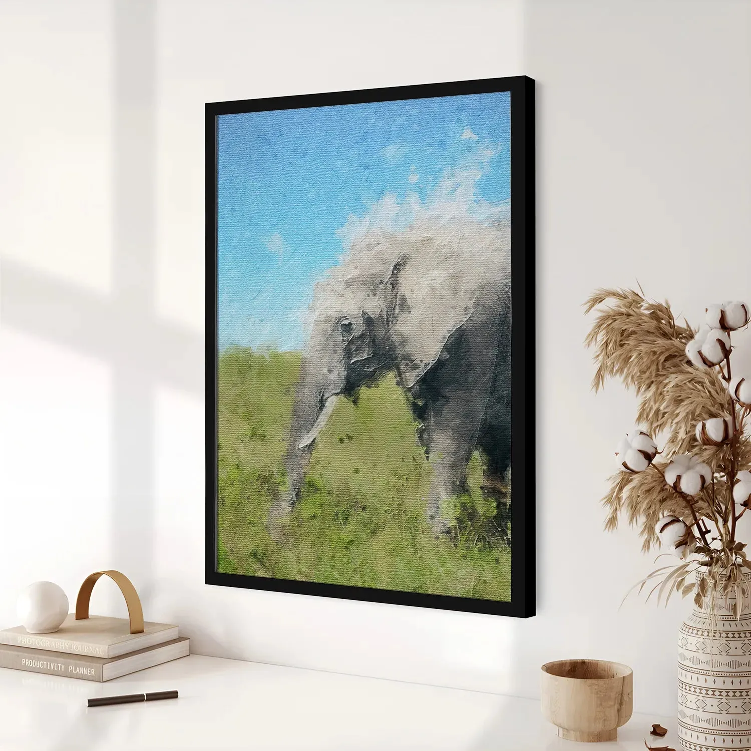 Elephant In Grass Abstract