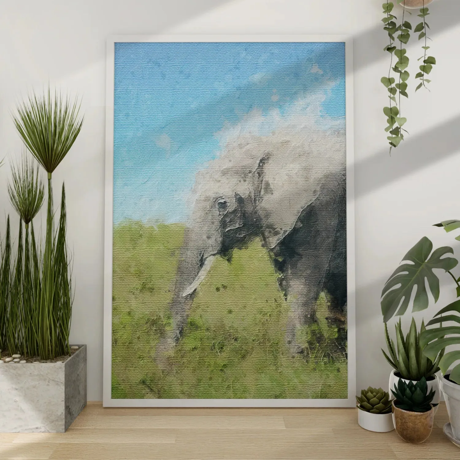 Elephant In Grass Abstract