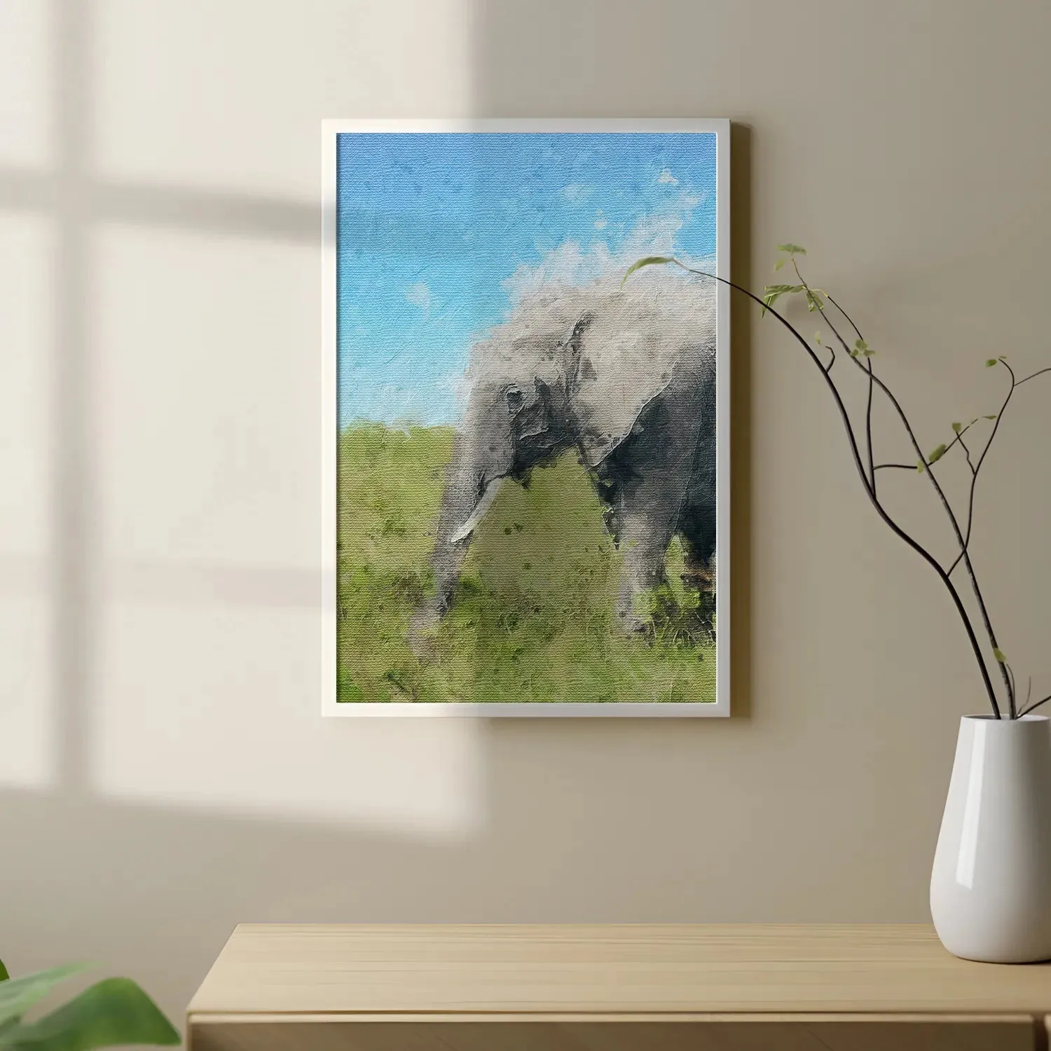 Elephant In Grass Abstract