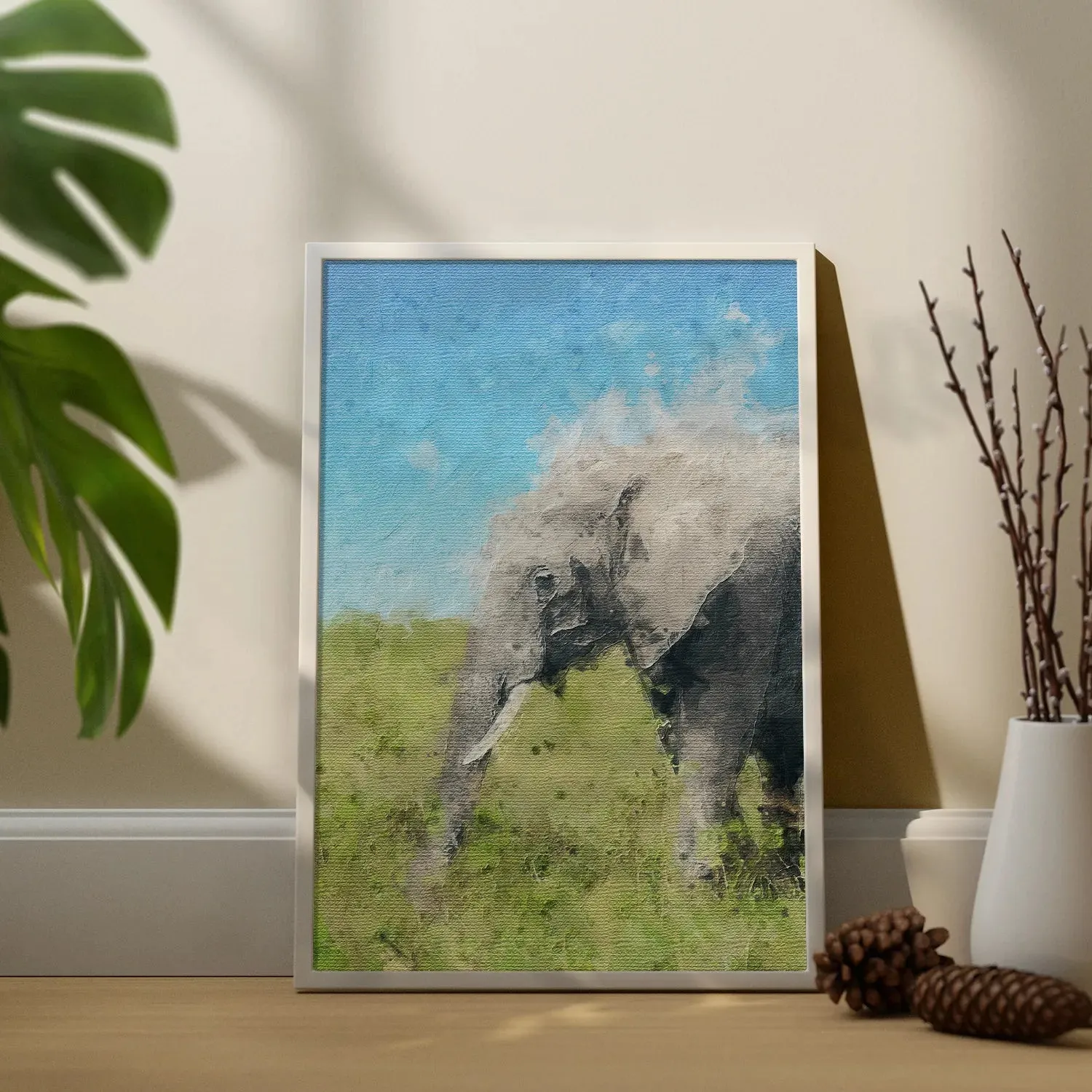 Elephant In Grass Abstract