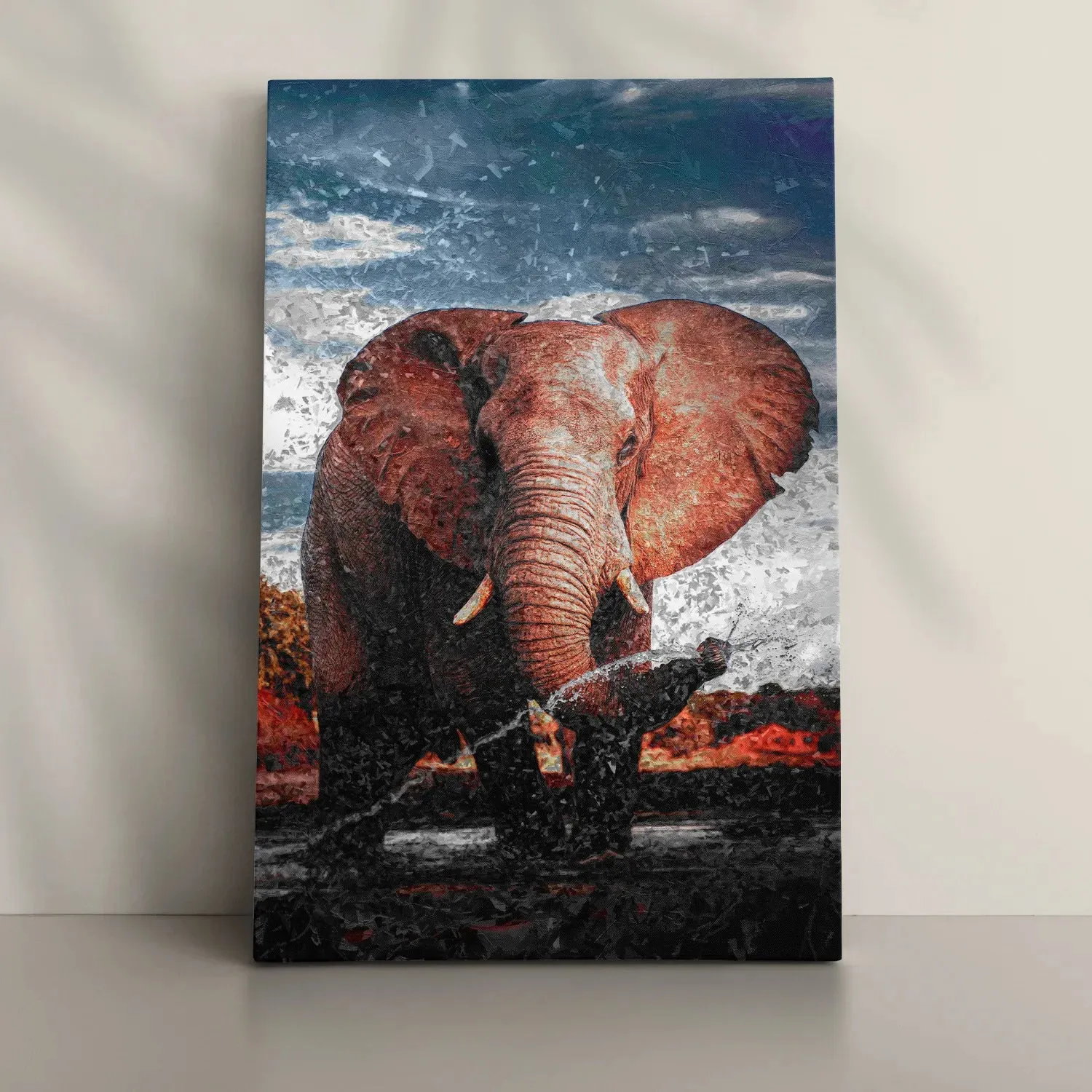 Elephant In Water Stream