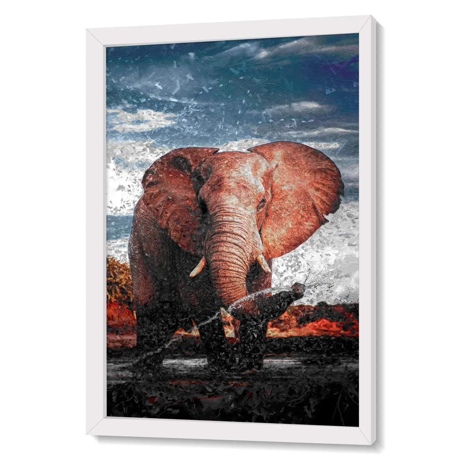 Elephant In Water Stream