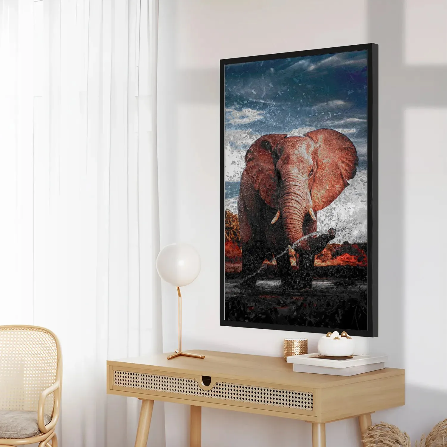 Elephant In Water Stream